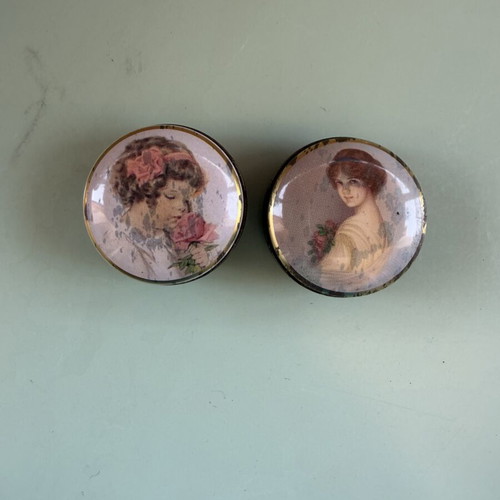 2 Vintage Candy Boxes, 3.5cm circumference, decorative