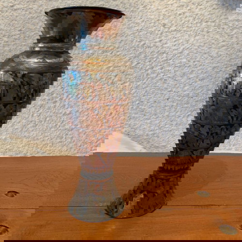 Χειροποίητο εγχάρακτο βάζο από τρία μέταλλα με αναπαραστάσεις Αρχαίας Αιγύπτου