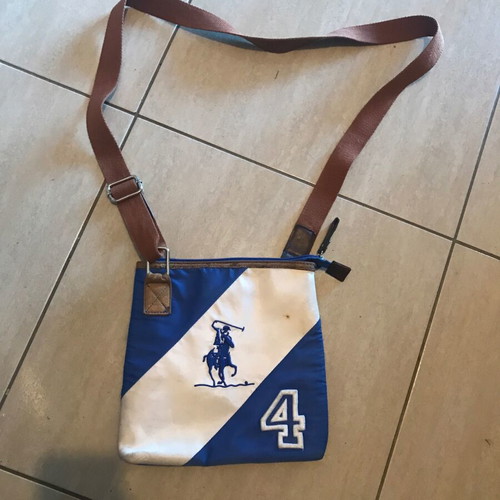 Polo shoulder bag used, white and blue