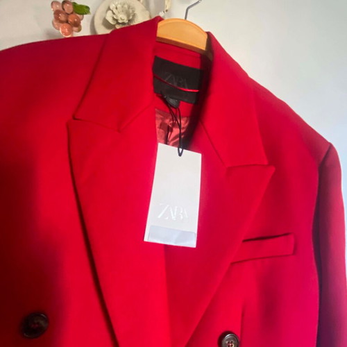 Zara set jacket and skirt midi red new M