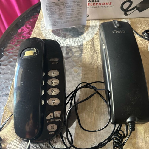 Osio cable telephones new, pack of 3, black wired