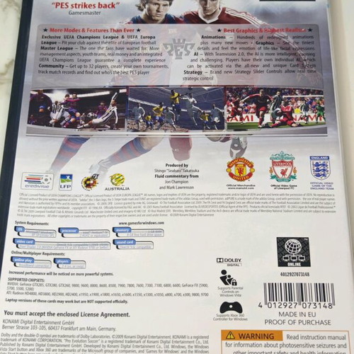 Pro Evolution Soccer 2010 PC DVD used