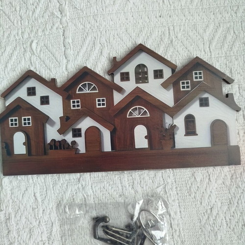 Key and towel wall hanger made of thin wood new