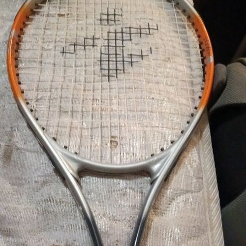 Rackets and cases used, various models including vintage Santos and Wilson