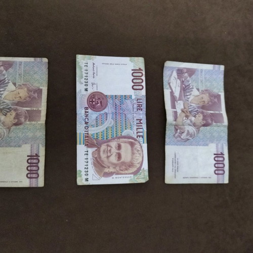 Italian banknotes used, pack of 3 pieces