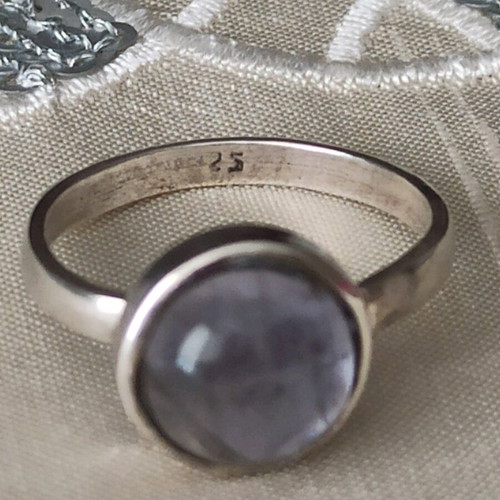 Silver ring with purple-blue iolite stone like new