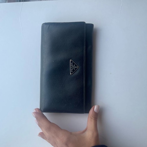 Prada wallet used black, men's model
