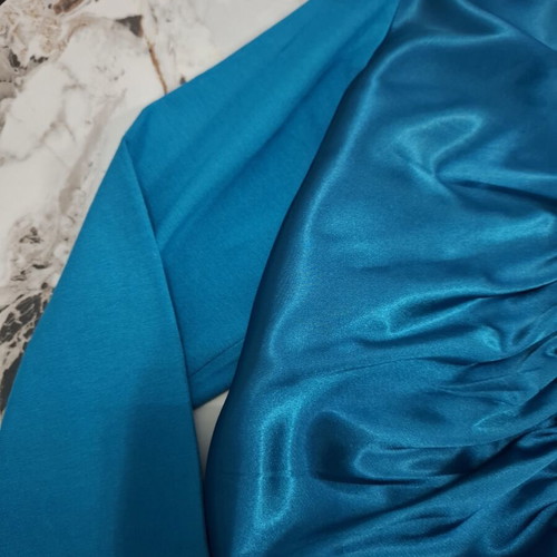 Angelo Psarros Satin Top with Rhinestones Petrol Blue Size 3 like new