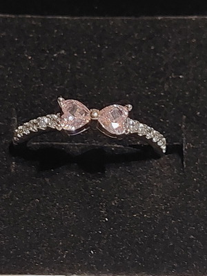 Pandora ring size 8 with pink zircon bow design