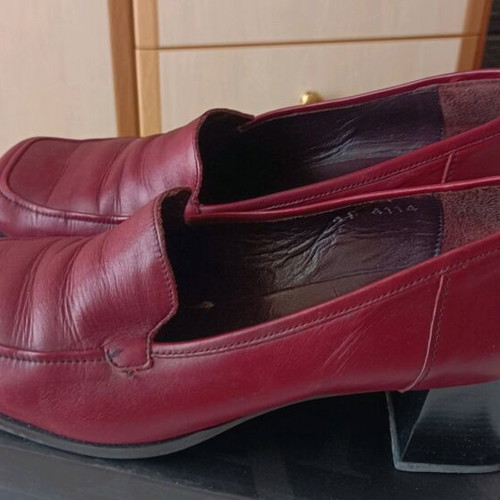 Loafers vintage leather used size 41 burgundy with block heel