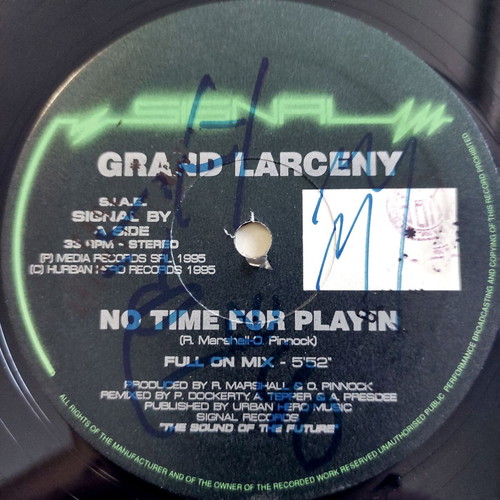 Grand Larceny No Time For Playin' 12'' Vinyl used, electronic house
