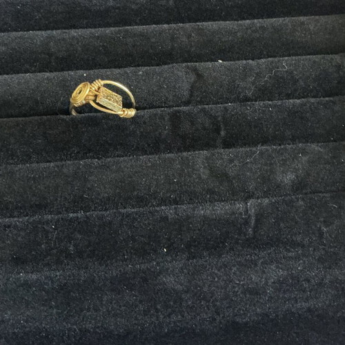 Handmade ring from brass with golden pyrite stone, made to order