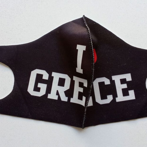 Fabric protection mask like new, washable, I ❤ Greece black