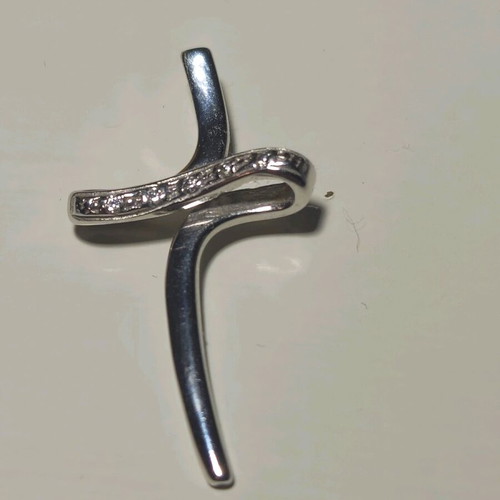 White gold 14K cross with small stones, like new