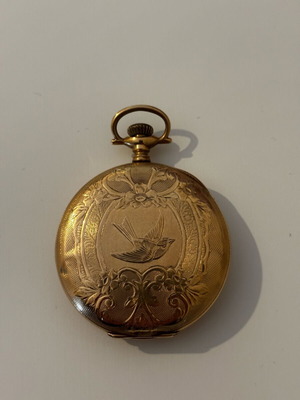 Elgin 14K solid gold pocket watch used with 17 jewels and hunter case