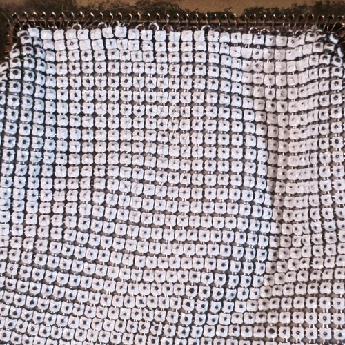 Vintage wallet used with metal beads, off white color