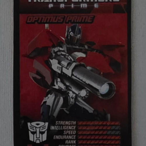 Transformers Optimus Prime card No2 with stats