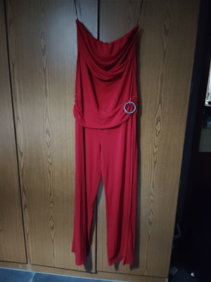 Strapless elastic jumpsuit XL red, used, vintage style