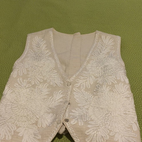 Linen set vest and salvari pants, beige, women's M/L