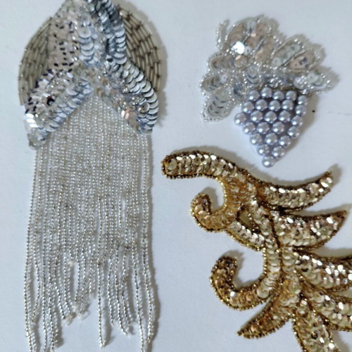 Vintage patches set of 4 with Snow White, sequins and beads, like new