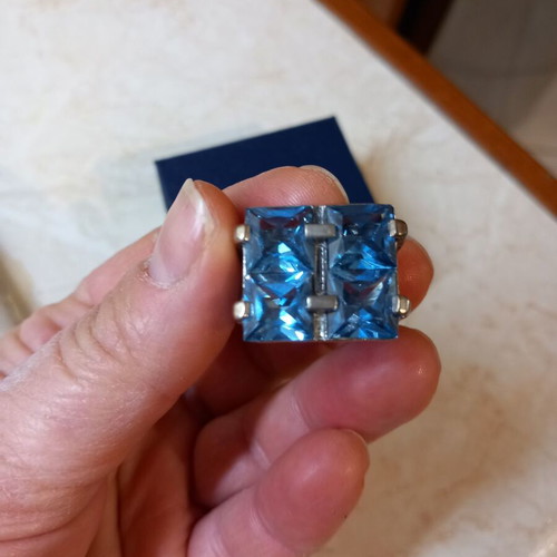 Silver 925 women's ring new with four genuine aquamarine stones