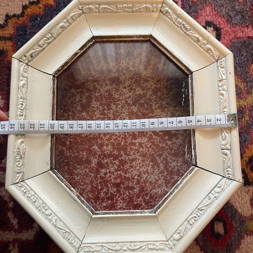 Wooden vintage 1960 wreath case used with octagonal shape