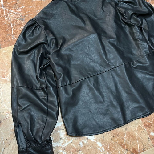 H&M leather blouse used, size M-L, black with wear