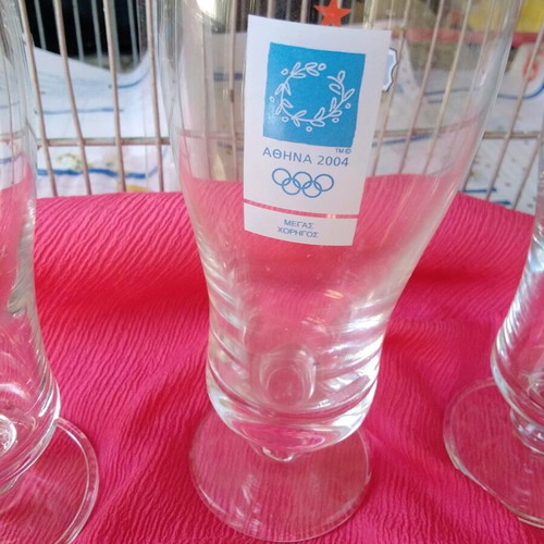 COLLECTIBLE COLUMN GLASSES WITH THIN GLASS AND THE FIVE PIECES 17 EUROS