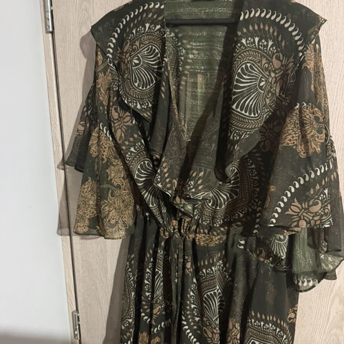Lace brown mini dress with see-through fabric, like new
