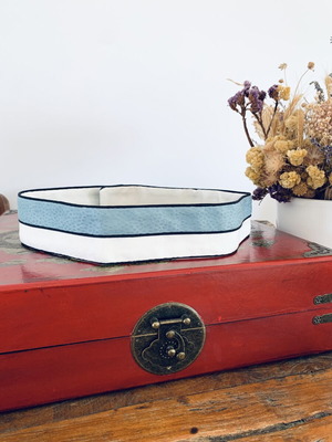 Stelios Koudounaris fabric waist belt new, size 80cm, white and aqua
