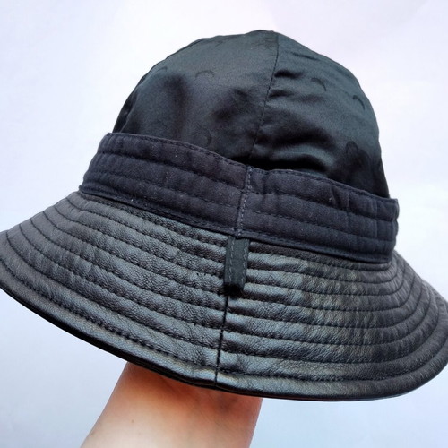 Marine Serre leather bucket hat used, black with moon print