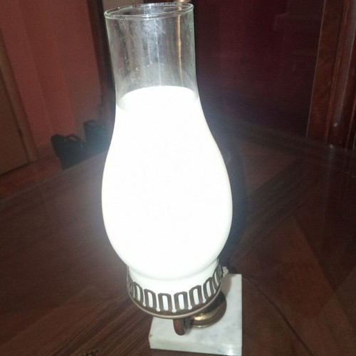 Bouillotte table lamp brass green metal shade like new