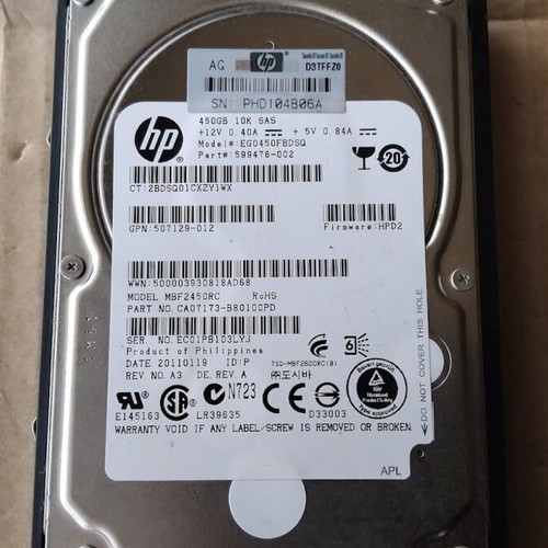 HP EG0450FBDSQ 450GB 16MB 10000rpm SAS hard drive like new