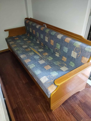 Sofa bed used with storage space and wood