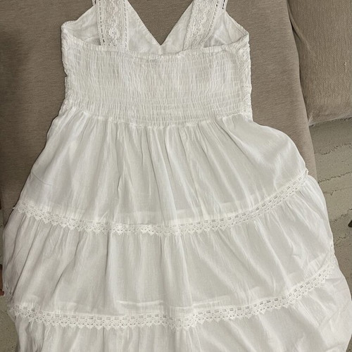 Boho 100% Cotton White Lace Sundress, size L