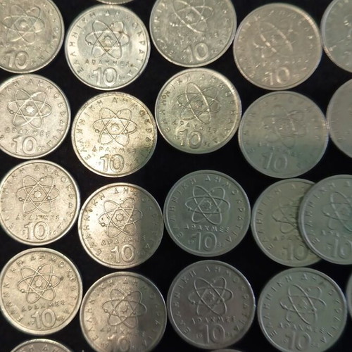 Collectible pack of 52 used 10-drachma coins (Democritus) 1976-2000