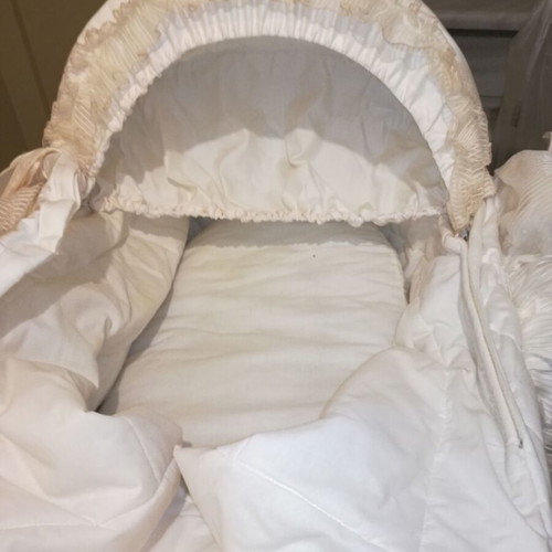 Baby basket and lounger new with iron base and wicker basket