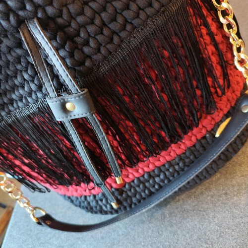 Handmade pouch bag black and red new