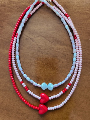 Handmade necklace with vibrant colors and summer vibe, new