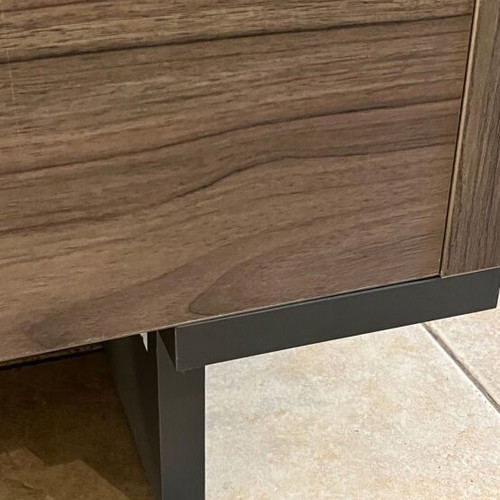 Double bed with bedside table set, wood veneer beige brown