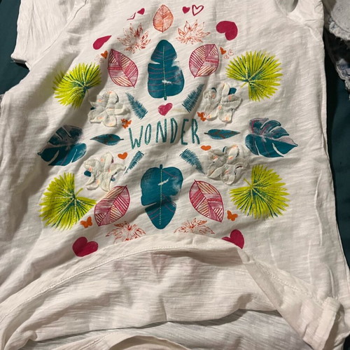 T-shirt used, short sleeve, white and pink, size S