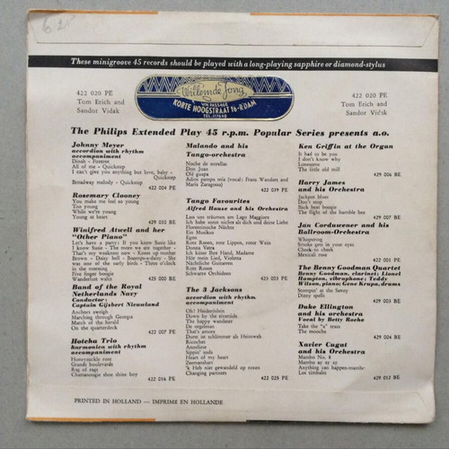 Tom Erich And Sandor Vidak In Strict Dance Tempo 7'' EP jazz used
