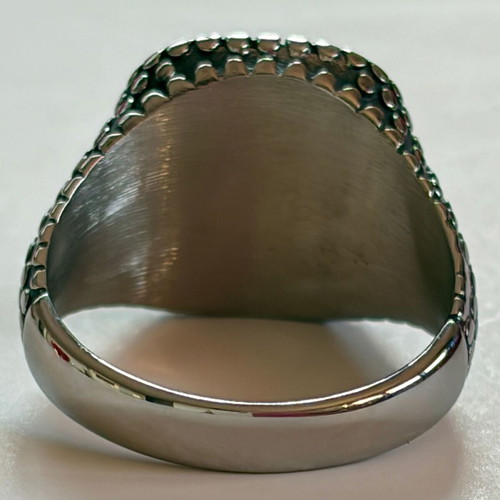 Scaled Signet Ring Black Inlay New, 316L Stainless Steel, US Size 12