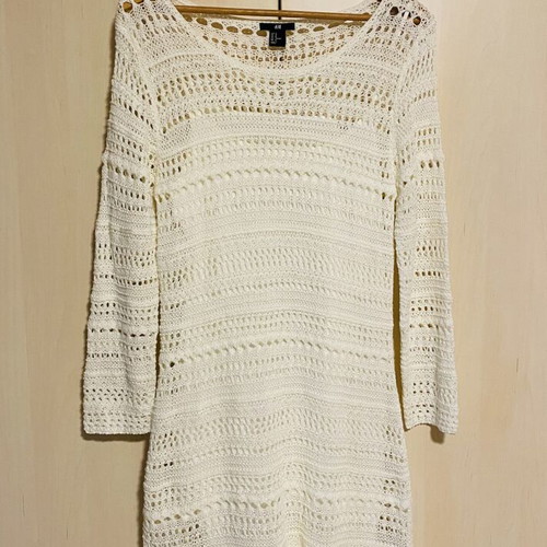 H&M Crochet Dress white, like new, midi, cotton