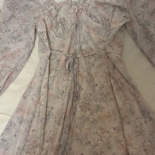 Floral romantic dress with cord, size L, new, multicolor purple