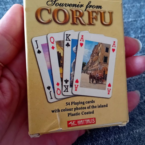 Corfu Souvenir Playing Cards like new, 54 laminated sheets