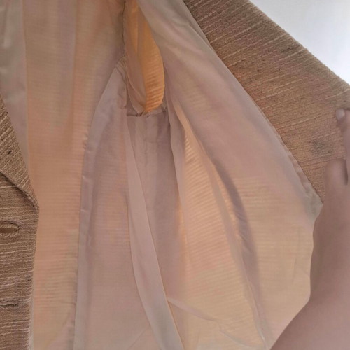 Elegant custom made jacket cardigan with gold thread M/L like new, beige gold
