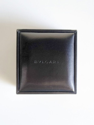 Bvlgari leather jewelry box new, 8.8x8x4.8 cm, black and beige