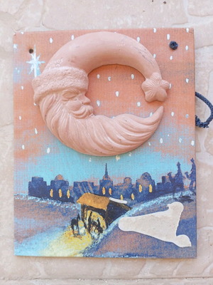 Three-dimensional clay moon wall art 25×20