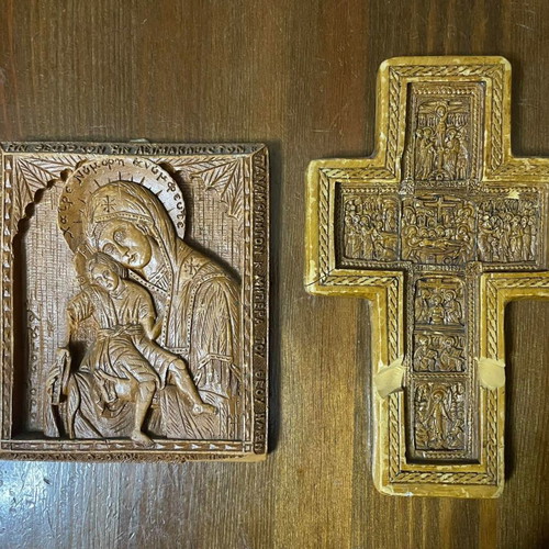 Christian wax images used, set of 2 pieces